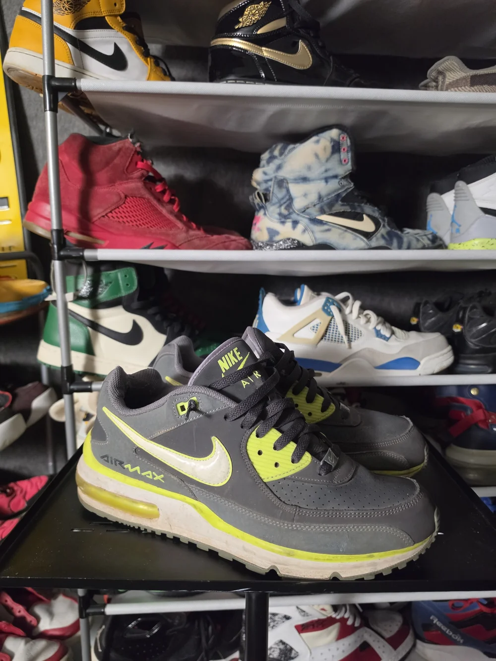 🔥 Nike Gray Neon Yellow Air Max Wright LTD Men's Size 12 Athletic Shoes